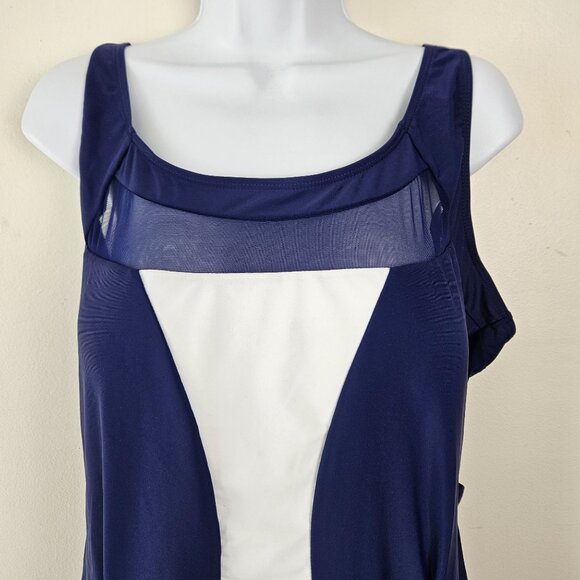 Zando Womens Tummy Control Swim Dress Plus Size 5XL Navy/White Pool Beach - Picture 8 of 11